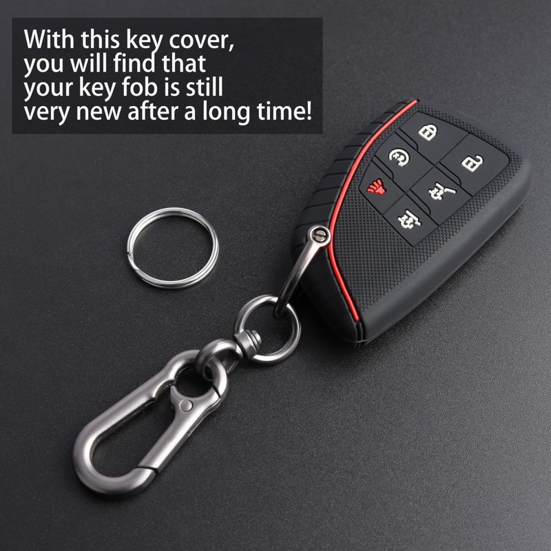 TANDRIVE Key Fob Cover for 2025 2024-2021 Chevy Tahoe Suburban GMC Yukon, 6 Button, Silicone, 2-Pack, Black - Image 3